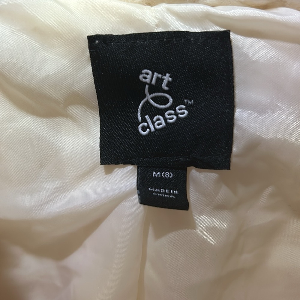 Art Class Girls' Long Cream Faux Fur Jacket Size 8 NWT - Picture 7 of 9